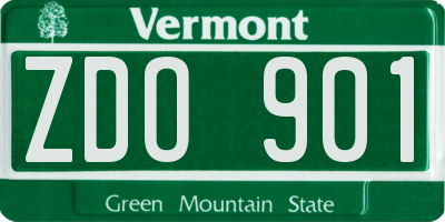 VT license plate ZDO901