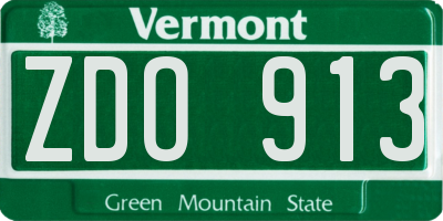 VT license plate ZDO913