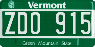 VT license plate ZDO915