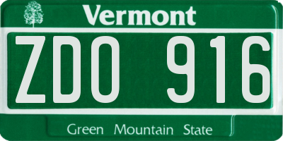 VT license plate ZDO916