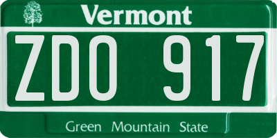 VT license plate ZDO917