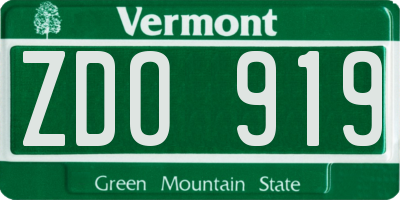 VT license plate ZDO919