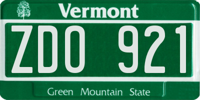VT license plate ZDO921