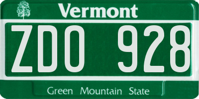 VT license plate ZDO928