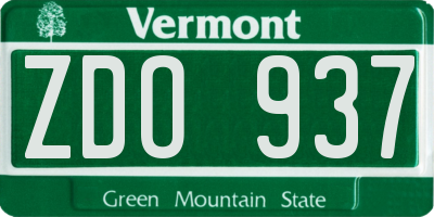 VT license plate ZDO937
