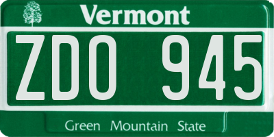 VT license plate ZDO945