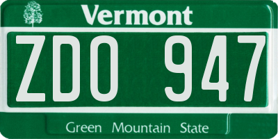 VT license plate ZDO947