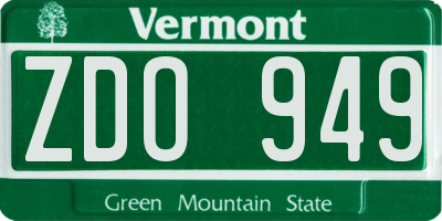 VT license plate ZDO949