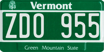 VT license plate ZDO955