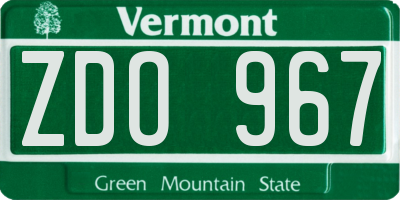 VT license plate ZDO967