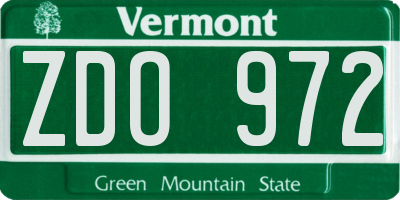 VT license plate ZDO972