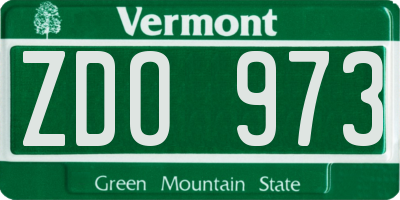 VT license plate ZDO973