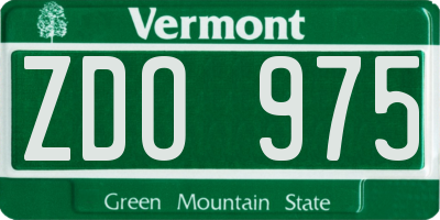 VT license plate ZDO975