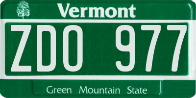 VT license plate ZDO977