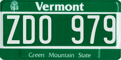 VT license plate ZDO979