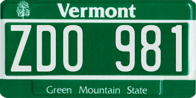 VT license plate ZDO981