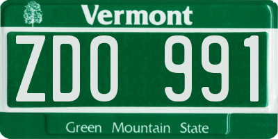 VT license plate ZDO991
