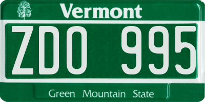 VT license plate ZDO995