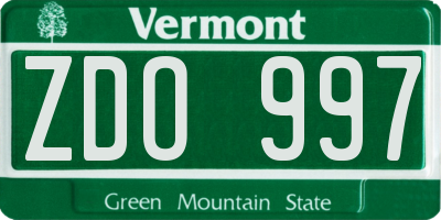 VT license plate ZDO997