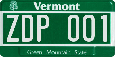 VT license plate ZDP001