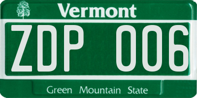 VT license plate ZDP006