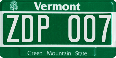 VT license plate ZDP007