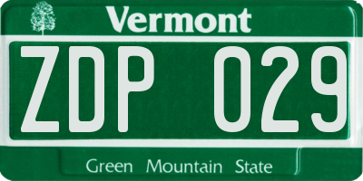 VT license plate ZDP029