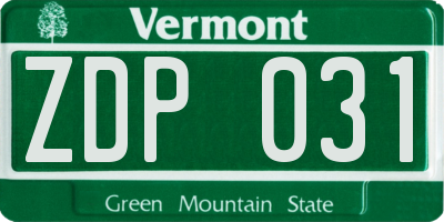 VT license plate ZDP031