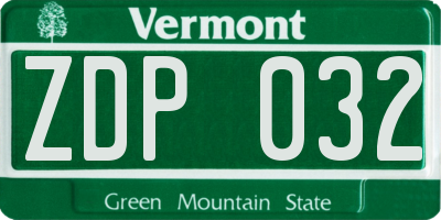 VT license plate ZDP032