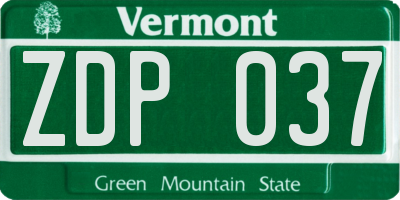 VT license plate ZDP037