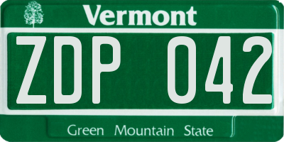 VT license plate ZDP042