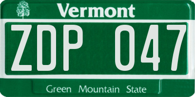 VT license plate ZDP047