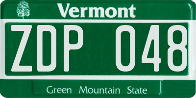 VT license plate ZDP048