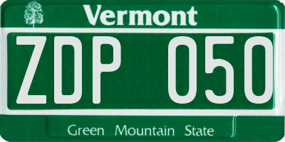 VT license plate ZDP050