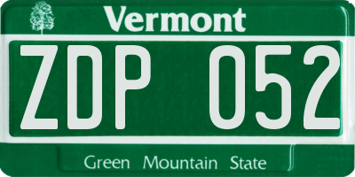 VT license plate ZDP052