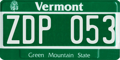VT license plate ZDP053