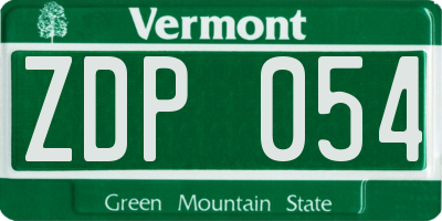 VT license plate ZDP054