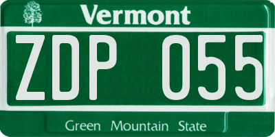 VT license plate ZDP055