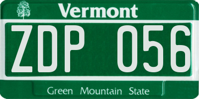 VT license plate ZDP056