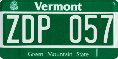 VT license plate ZDP057