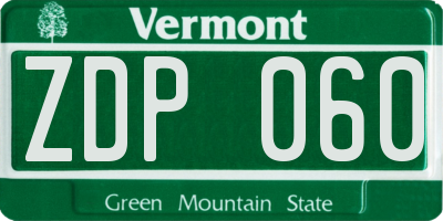 VT license plate ZDP060