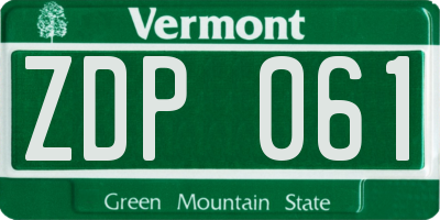 VT license plate ZDP061