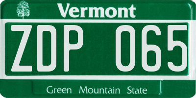 VT license plate ZDP065