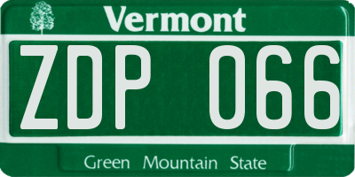 VT license plate ZDP066