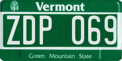 VT license plate ZDP069