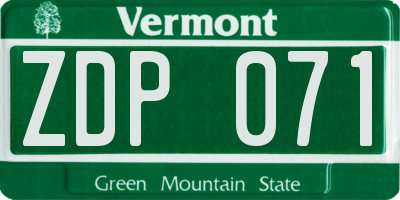 VT license plate ZDP071