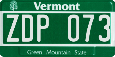 VT license plate ZDP073
