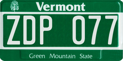VT license plate ZDP077