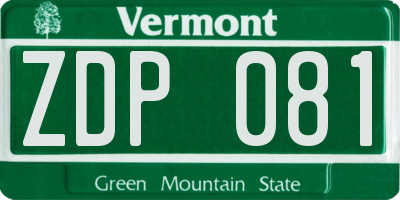 VT license plate ZDP081