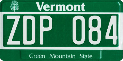 VT license plate ZDP084